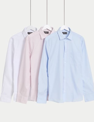 3pk Slim Fit Easy Iron Long Sleeve Shirts - CA