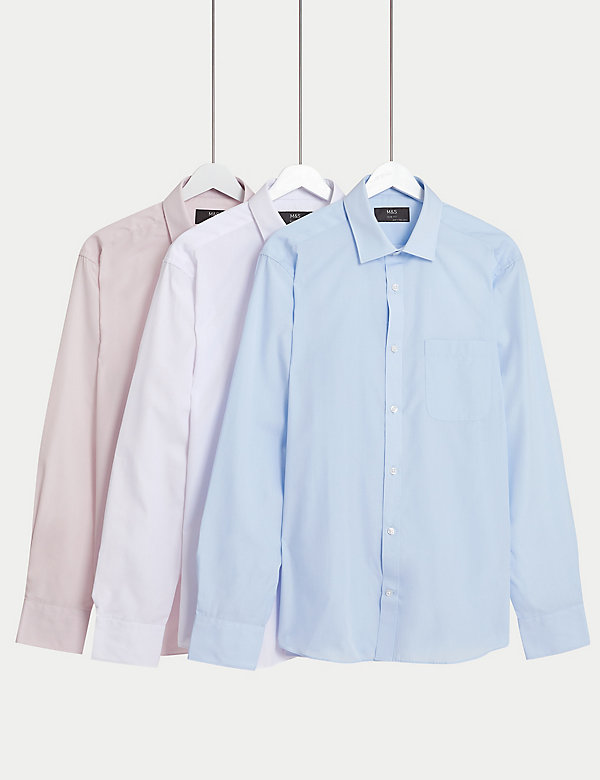 3pk Slim Fit Easy Iron Long Sleeve Shirts - LT