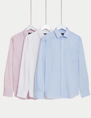 3pk Regular Fit Easy Iron Long Sleeve Shirts - GR