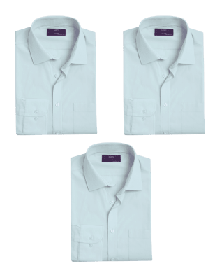 

Mens M&S Collection 3pk Tailored Fit Cotton Blend Shirts - Blue, Blue