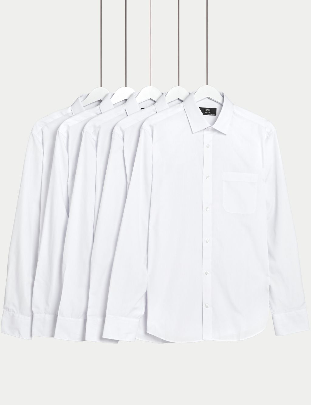 5pk Slim Fit Easy Iron Long Sleeve Shirts