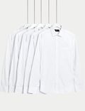 Set van 5 makkelijk strijkbare overhemden met lange mouwen en slanke pasvorm