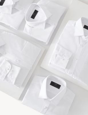 

M&S Collection Pack de 5 camisas de manga larga de corte sastreMens - White, White