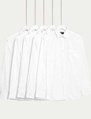 Marks And Spencer Mens M&S Collection 5pk Skinny Fit Long Sleeve Shirts - White Mix