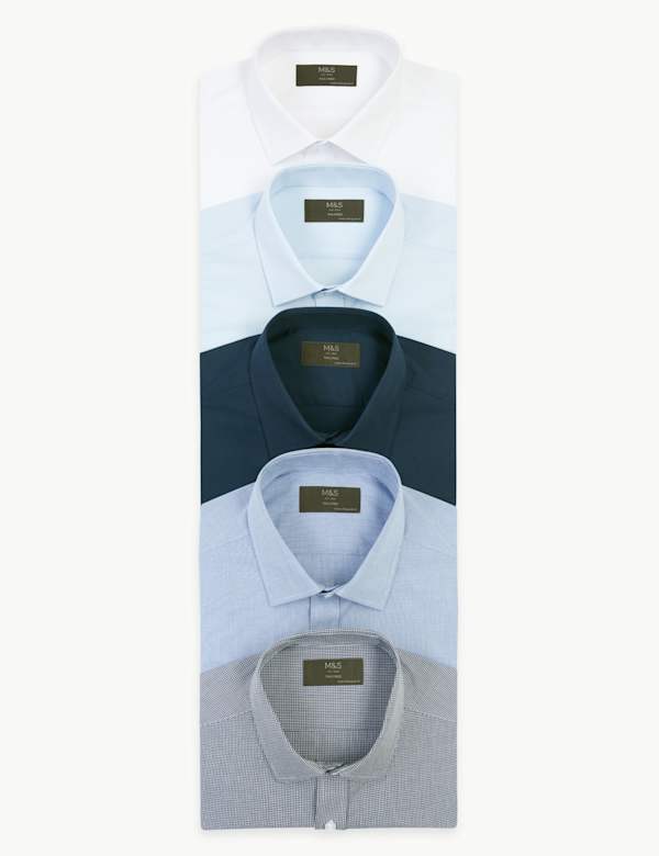 5 Pack Tailored Fit Long Sleeve Shirts