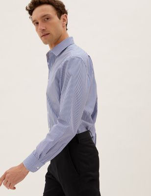  Lot de 2 chemises coupe standard à manches longues et rayures - Blue Mix