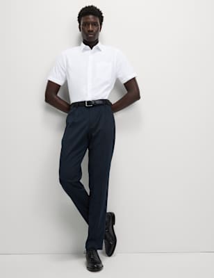 M&S Collection 5 Pack Slim Fit Short Sleeve Shirts - 16 - White, White