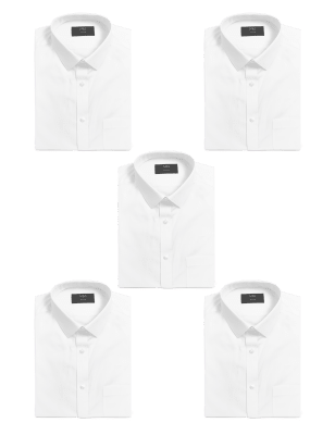 

Mens M&S Collection 5er-Pack normal geschnittenes Kurzarmhemden - White, White