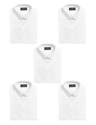M&S Mens 5 Pack Regular Fit Short Sleeve Shirts