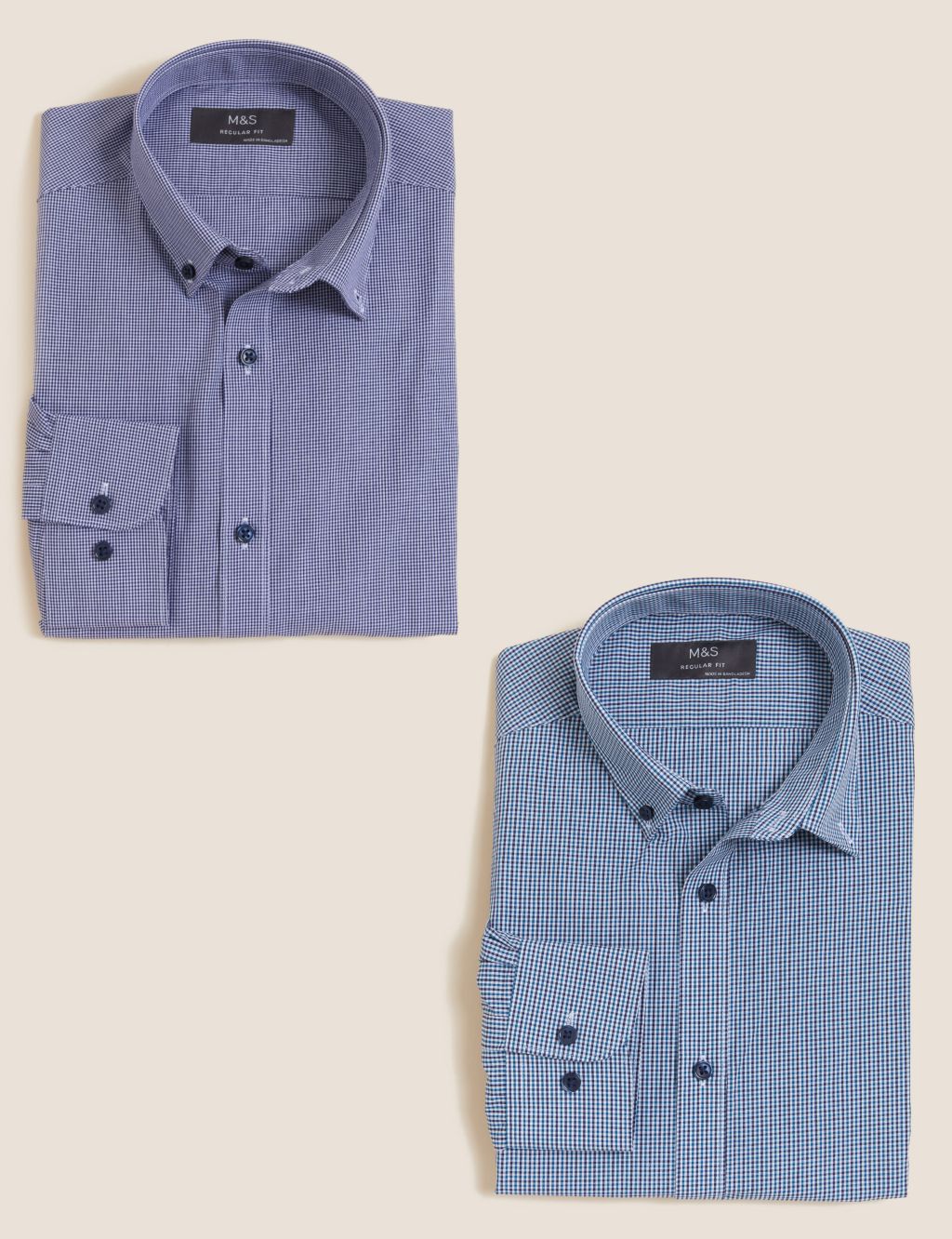 2pk Regular Fit Cotton Blend Check Shirts image 1