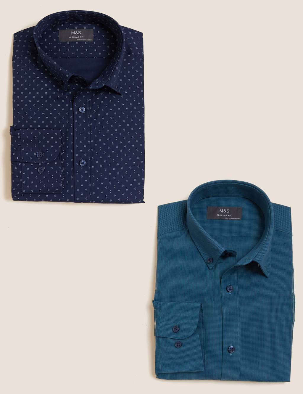 2pk Regular Fit Cotton Blend Long Sleeve Shirts image 1