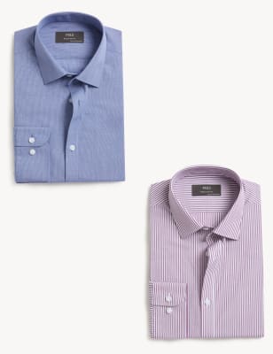 2pk Regular Fit Easy Iron Long Sleeve Shirts - AT