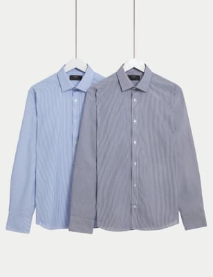 2pk Slim Fit Easy Iron Long Sleeve Shirts