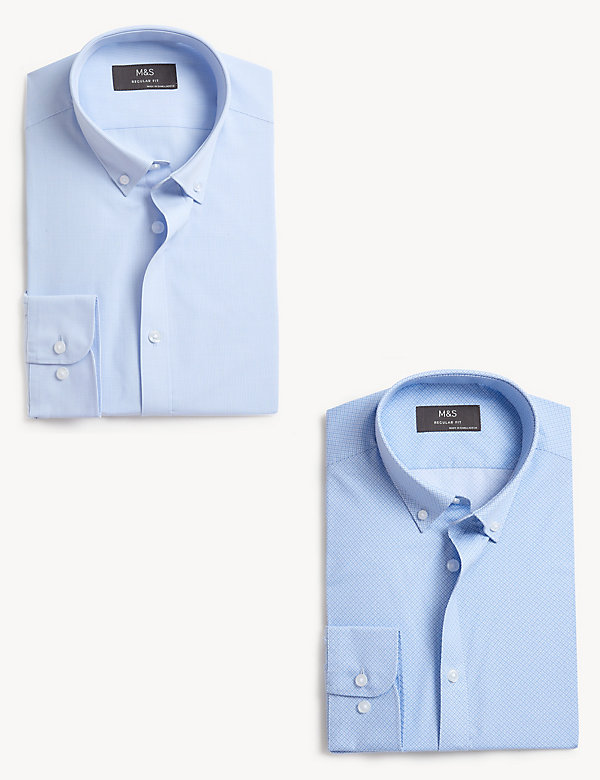 Lot de 2&nbsp;chemises coupe standard à manches longues avec imprimé - FR
