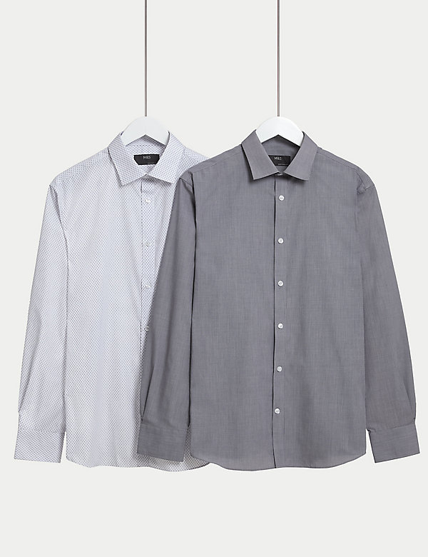 Lot de 2&nbsp;chemises coupe standard à manches longues, repassage facile - CH