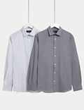 Pack de 2 camisas de manga larga de ajuste estándar de planchado fácil