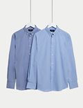 兩件裝標準剪裁容易熨燙長袖襯衫