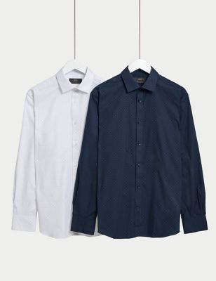 2pk Regular Fit Easy Iron Polka Dot Long Sleeve Shirts - AU