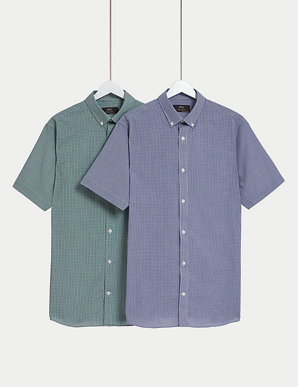 2pk Regular Fit Easy Iron Checked Shirts - CY