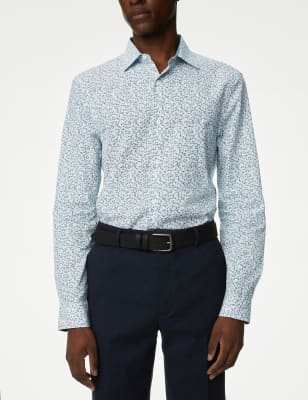 

M&S Collection Camisa de ajuste estándar 100% algodónMens - Blue/White, Blue/White