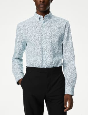 

Mens M&S Collection Slim Fit Pure Cotton Shirt - Blue/White, Blue/White