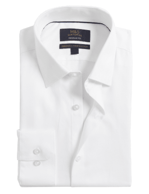 

Mens M&S SARTORIAL Regular Fit Pure Cotton Herringbone Shirt - White, White
