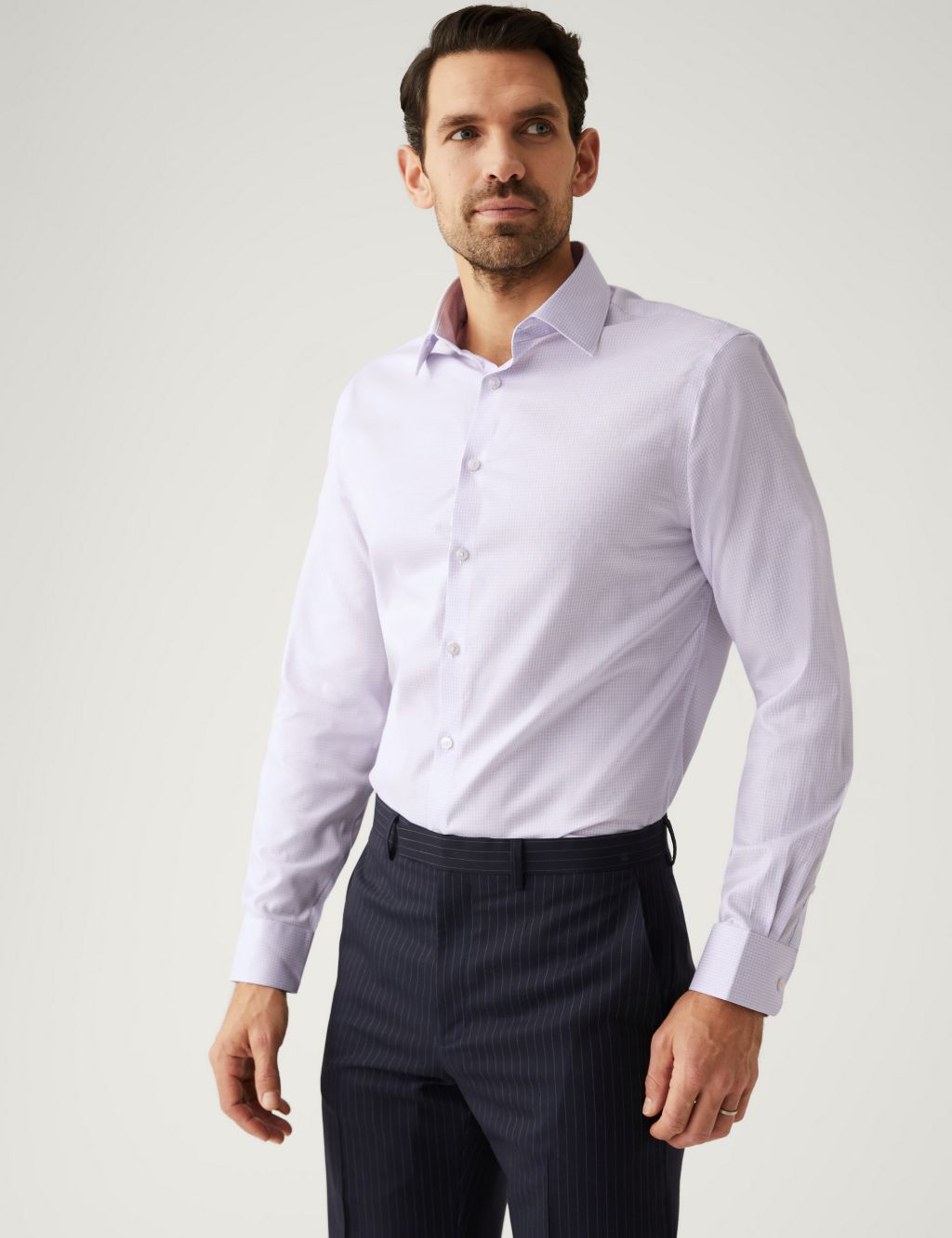 Tailored Fit Pure Cotton Puppytooth Shirt image 1