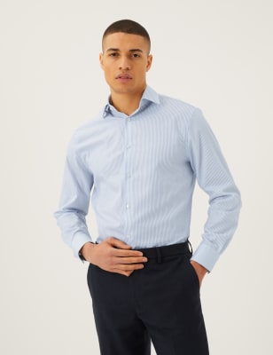 

Mens M&S SARTORIAL Gestreiftes Hemd aus reiner Baumwolle in normaler Passform - White Mix, White Mix