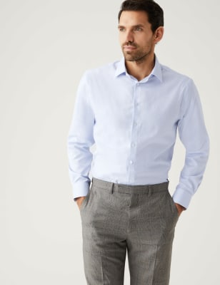 

Mens M&S SARTORIAL Regular Fit Pure Cotton Textured Shirt - Light Blue, Light Blue
