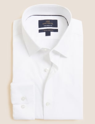 

Mens M&S SARTORIAL Tailored Fit Cotton Rich Stretch Shirt - White, White