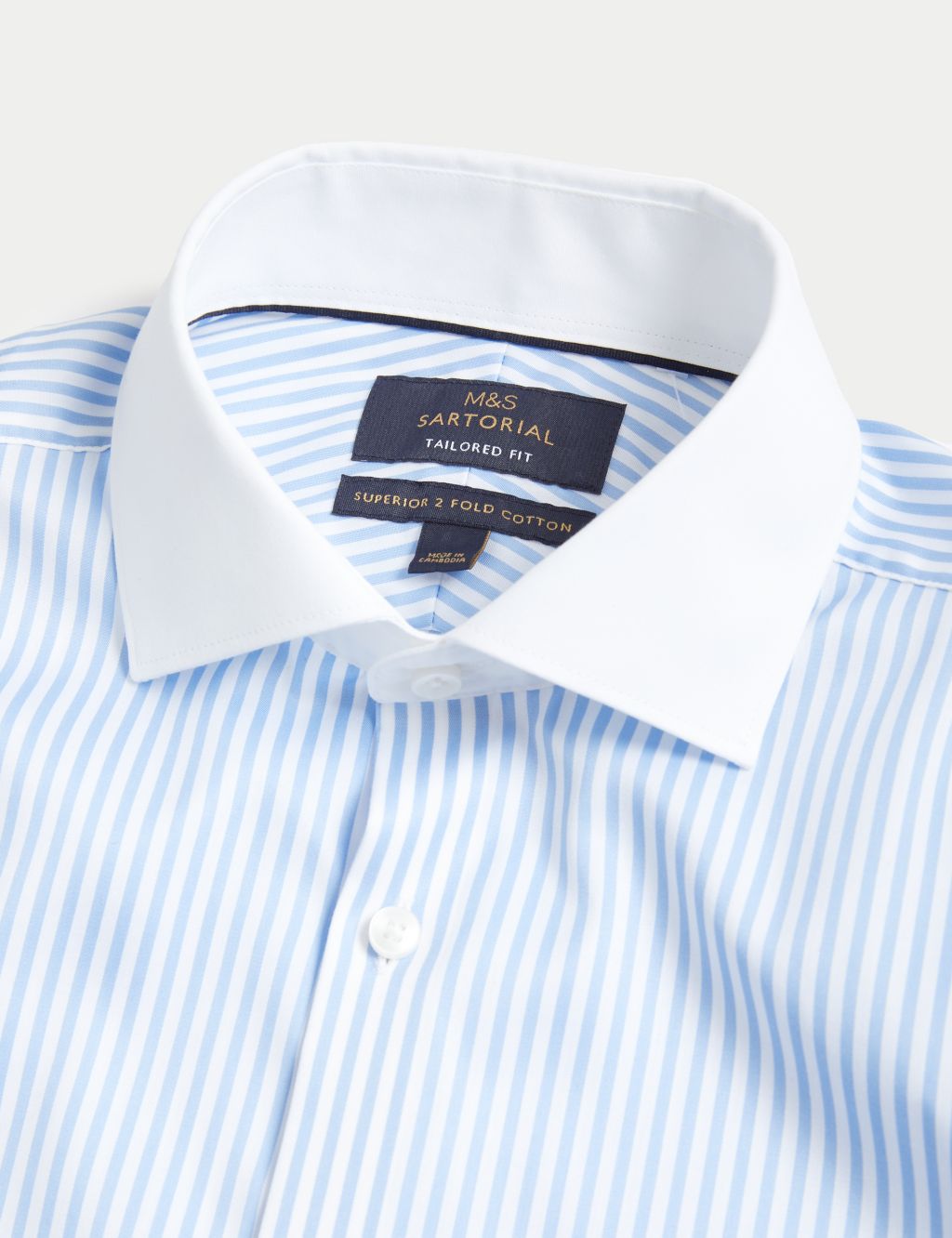 Tailored Fit Pure Cotton Striped Shirt image 3