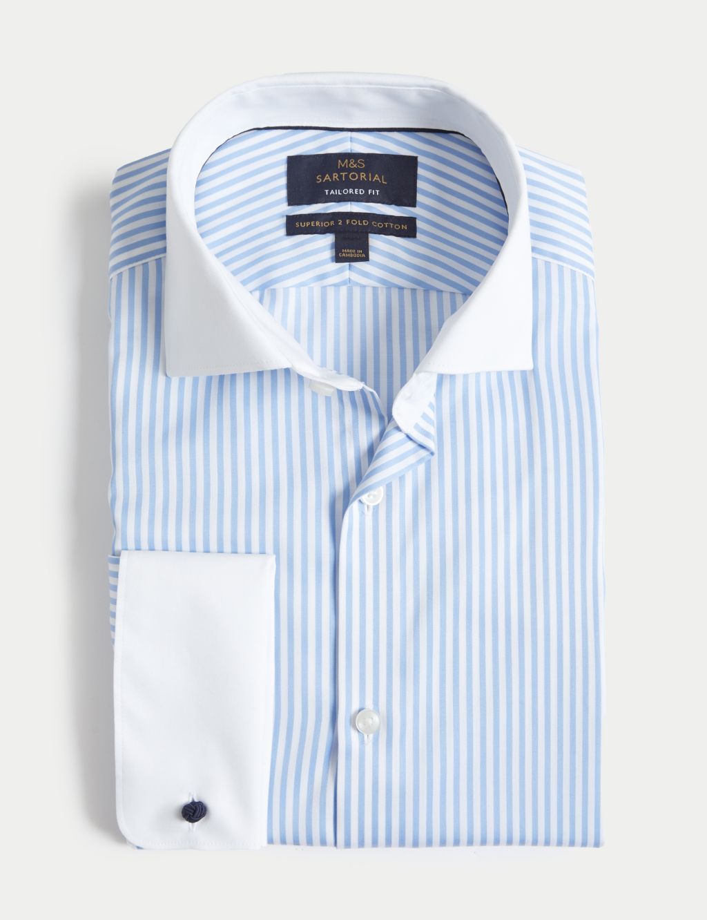 Tailored Fit Luxury Cotton Double Cuff Striped Shirt