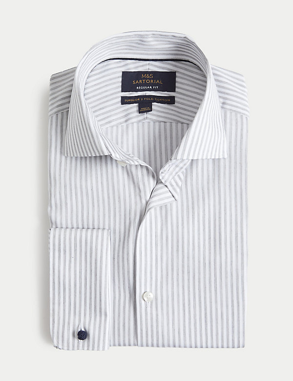 Regular Fit Easy Iron Luxury Cotton Striped Shirt - IT