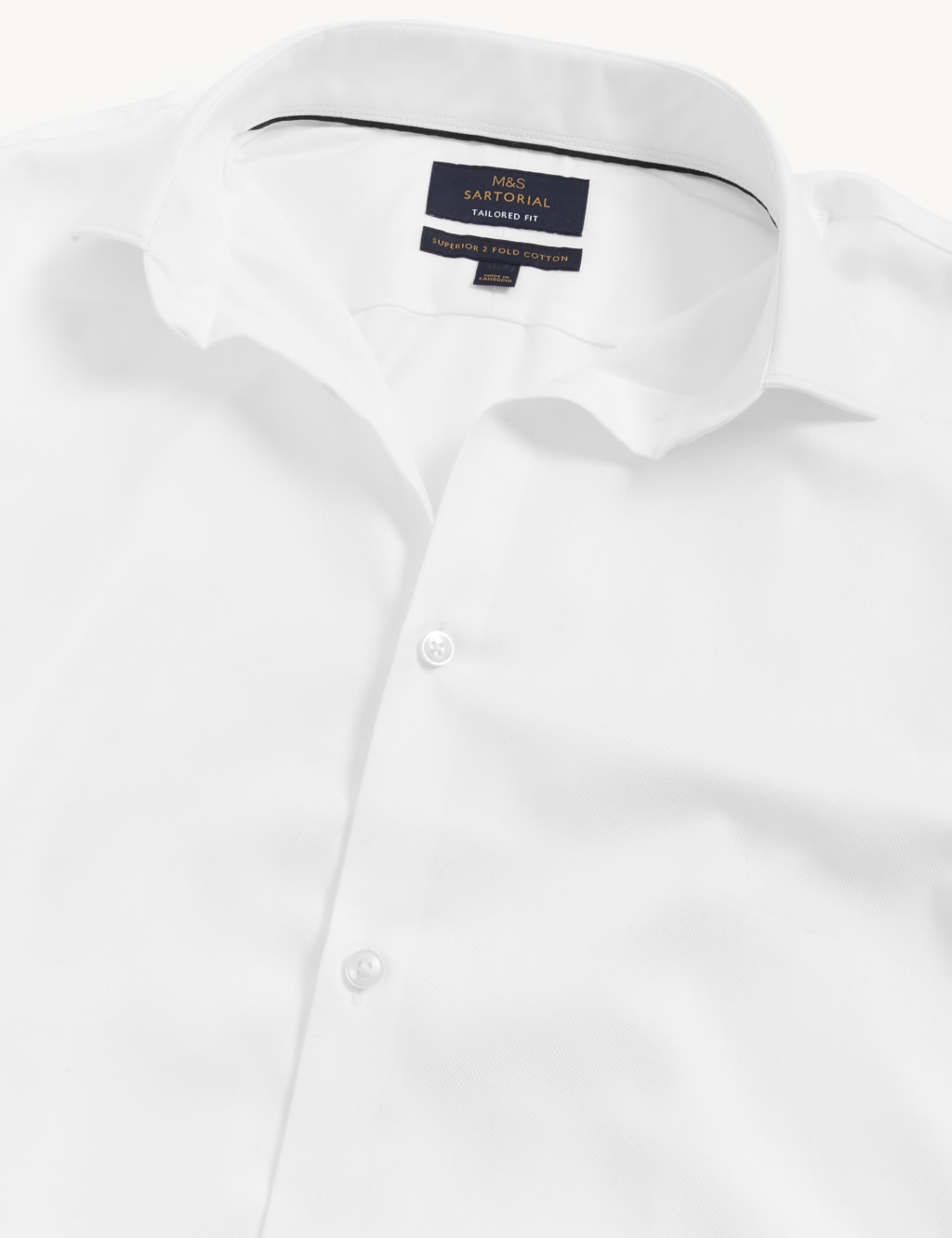 Tailored Fit Pure Cotton Herringbone Shirt image 9