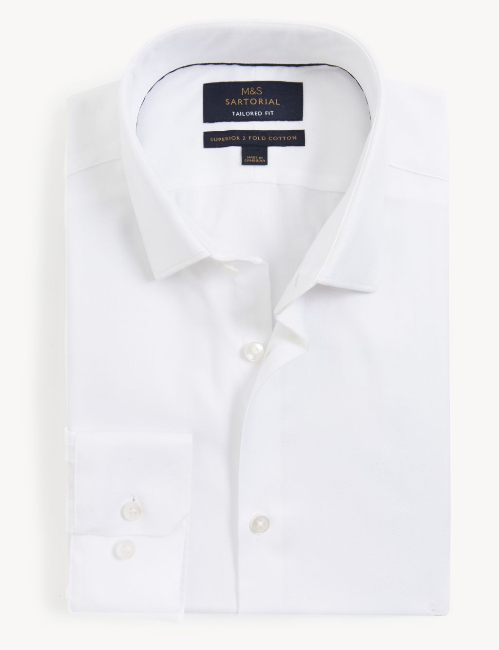 Tailored Fit Pure Cotton Herringbone Shirt image 1