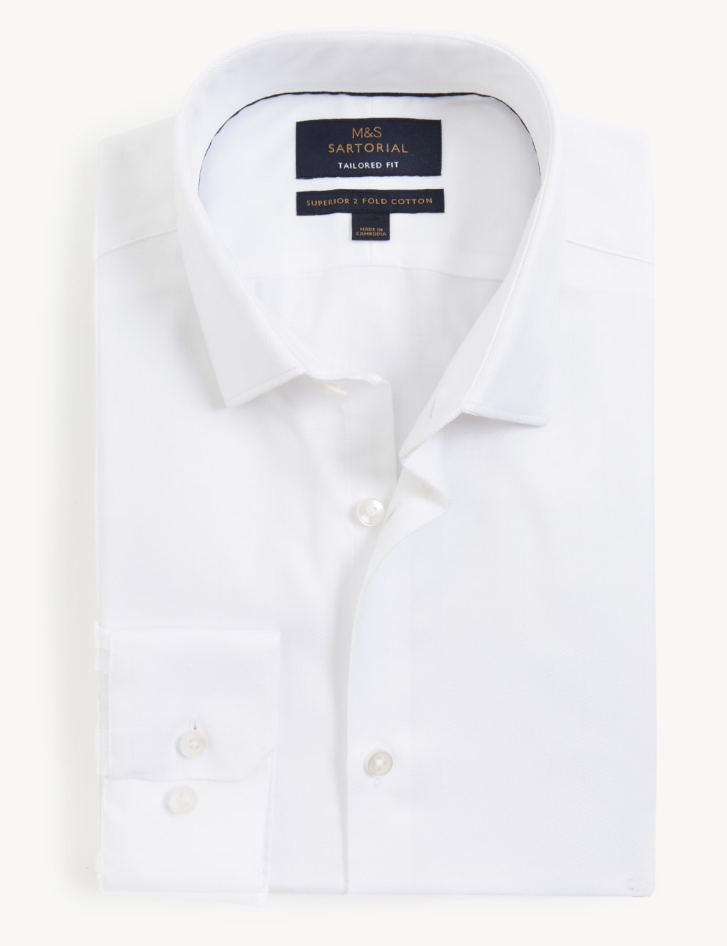Tailored Fit Pure Cotton Herringbone Shirt image 2