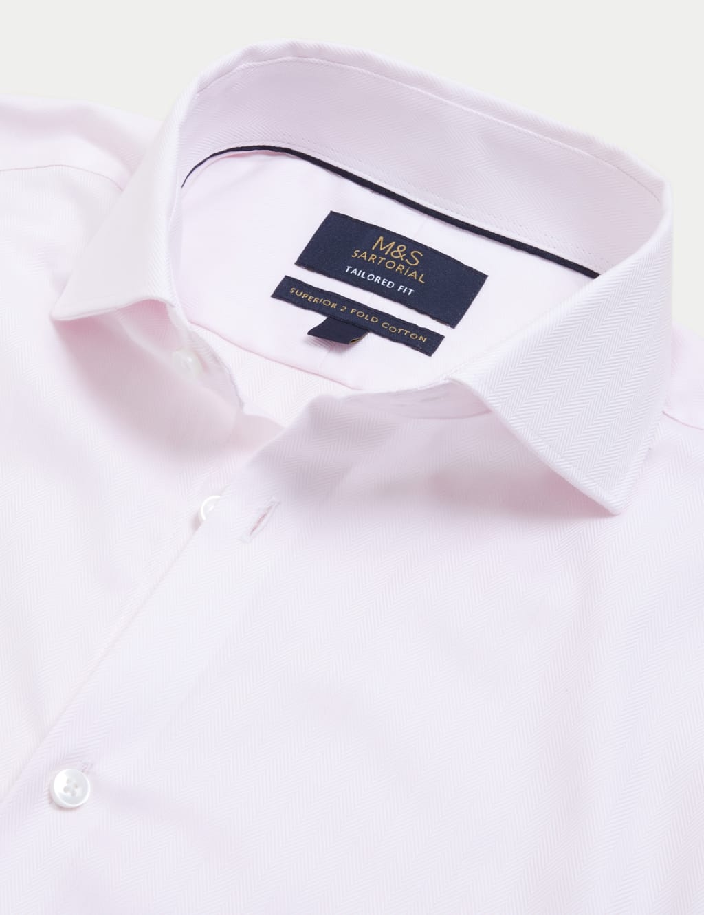 Tailored Fit Pure Cotton Herringbone Shirt image 7