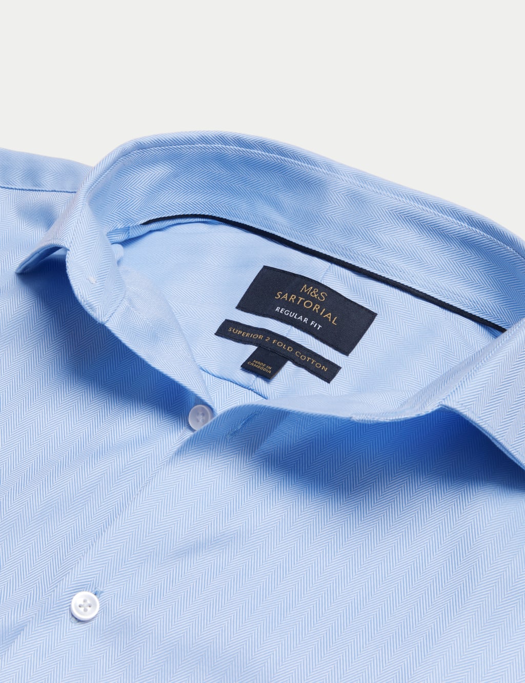 Regular Fit Pure Cotton Herringbone Shirt image 8