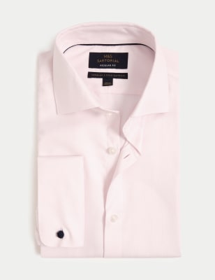 

Mens M&S SARTORIAL Regular Fit Pure Cotton Herringbone Shirt - Pale Pink, Pale Pink