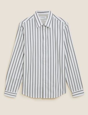 M&S Autograph Mens Regular Fit Pure Cotton Striped Shirt