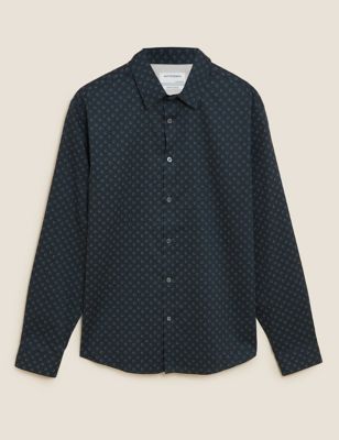 M&S Autograph Mens Regular Fit Cotton Geometric Print Shirt
