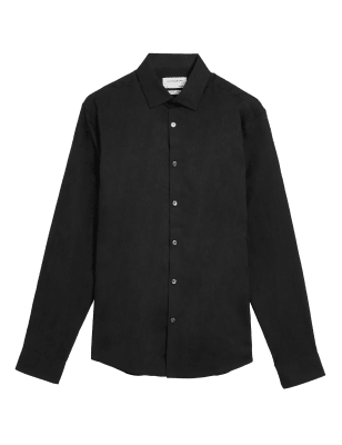 

Mens Autograph Regular Fit Pure Cotton Jacquard Shirt - Black, Black