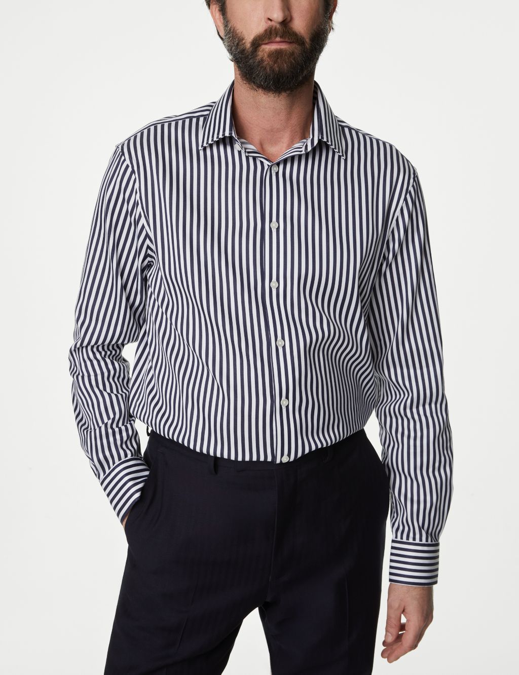 Regular Fit Easy Iron Pure Cotton Striped Shirt