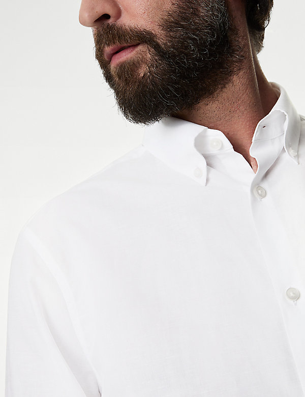 Regular Fit Linen Blend Weave Shirt - CZ