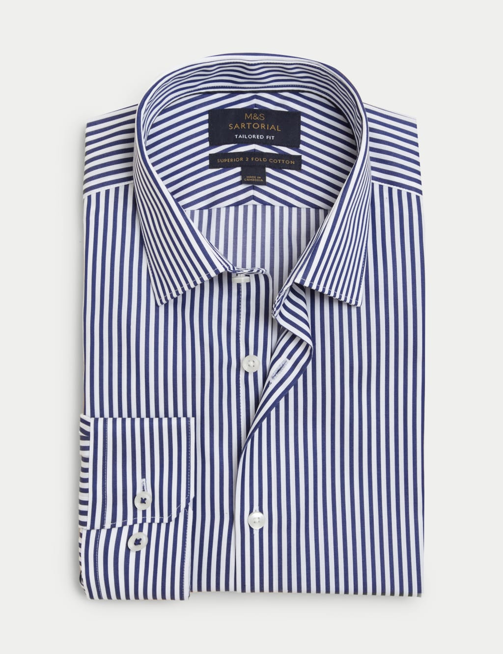 Tailored Fit Pure Cotton Striped Shirt image 2