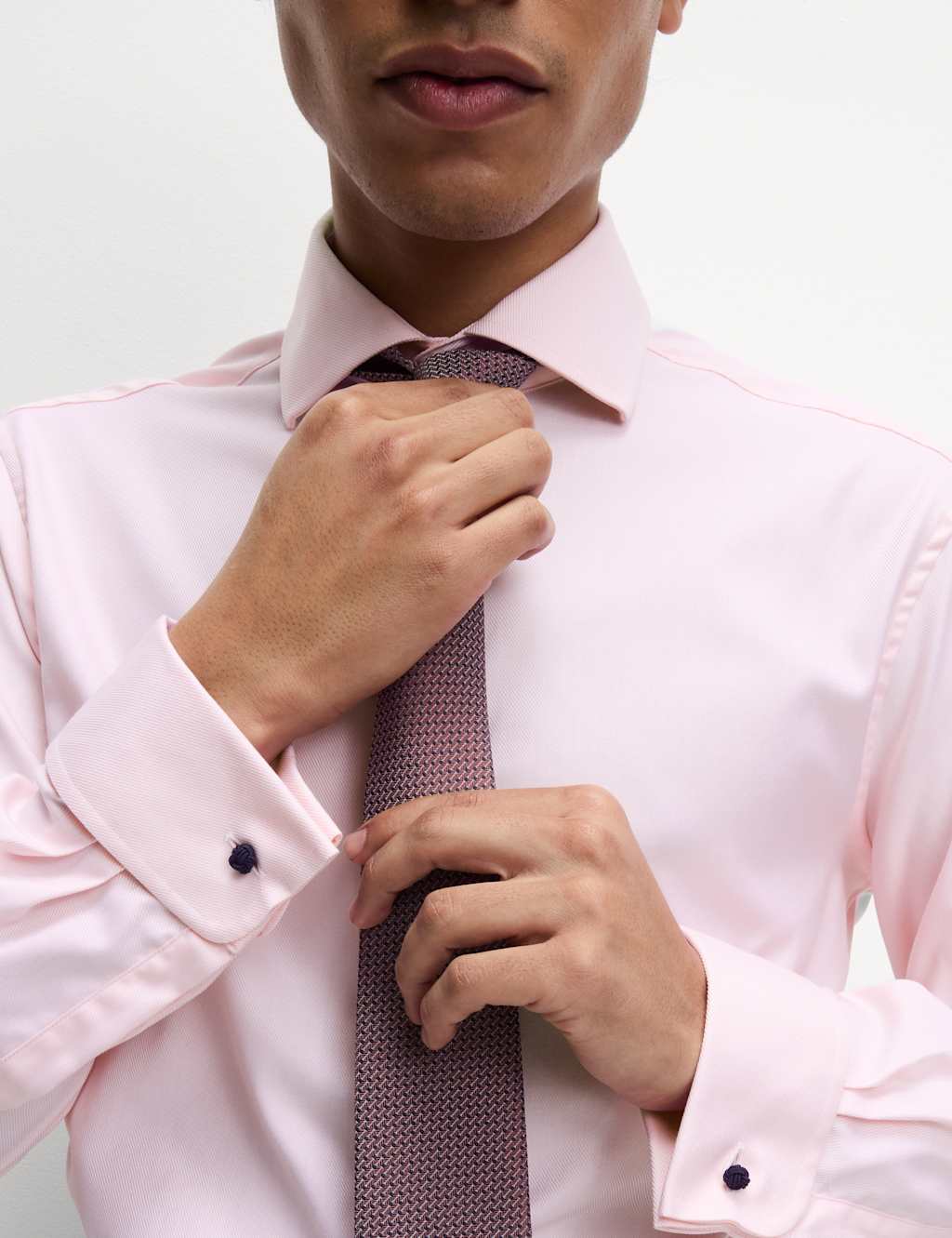 Slim Fit Luxury Cotton Double Cuff Twill Shirt