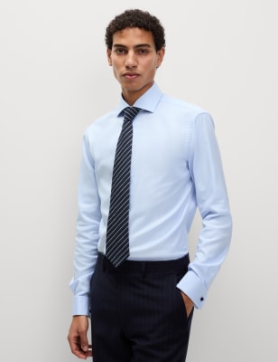 Slim Fit Luxury Cotton Double Cuff Twill Shirt - NZ