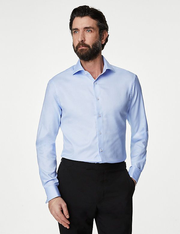 Slim Fit Luxury Cotton Double Cuff Twill Shirt - NL