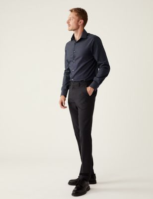 Marks And Spencer Mens M&S SARTORIAL Slim Fit Pure Cotton Pin Dot Shirt - Navy Mix