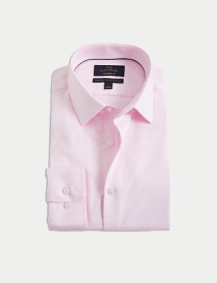 

Mens M&S SARTORIAL Tailored Fit Easy Iron Luxury Cotton Twill Shirt - Pink, Pink